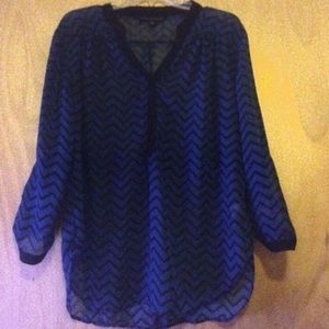 Women’s Blue Chevron Print Blouse Size XL